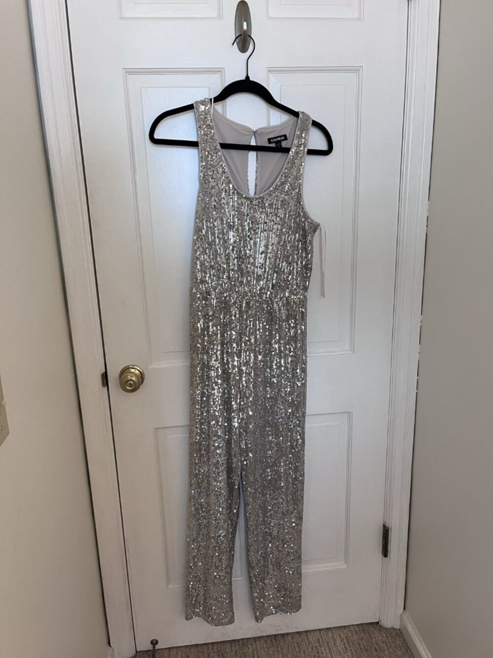 Express Silver Sequin Jumpsuit